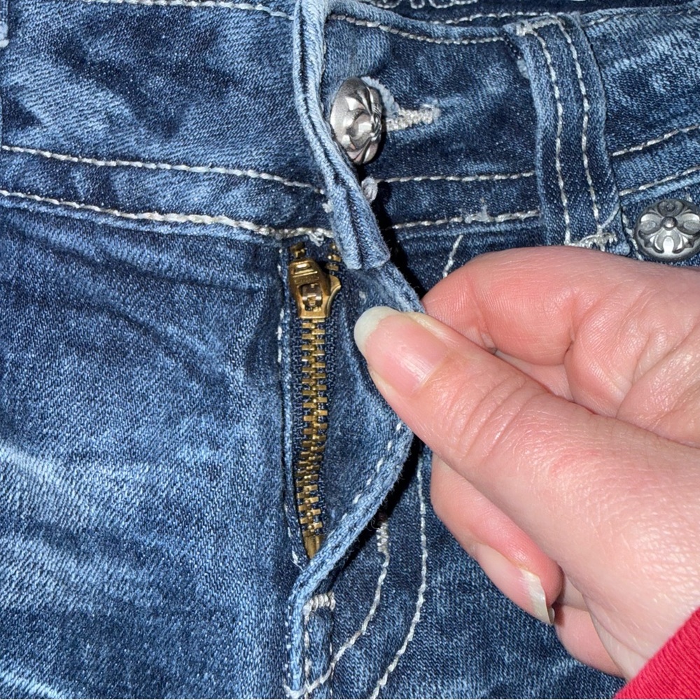 Y2K Miss Me Low Rise Boot Cut jeans Sz 27 JE5392B2L Buckle Exclusive embellished - Picture 9 of 14
